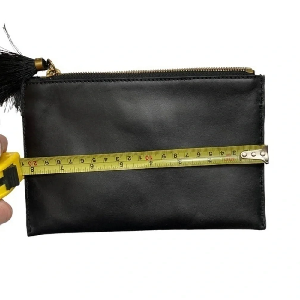 J crew leopard print and leather clutch tassel bag
